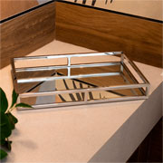 Bandeja de inox espelhada prata 41x26 cm 