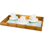 Bandeja de bambu retangular espelhada 55x35 cm 