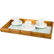 Bandeja de bambu retangular espelhada 47x27 cm 