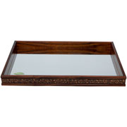 Bandeja de madeira espelhada Coquinho 41x31x05 cm 