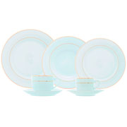 Aparelho de jantar de porcelana monaco branco com fio dourado 42 peças 