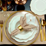 Aparelho de jantar de porcelana maldivas branco com fio dourado 42 peças 