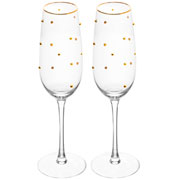 Jogo de taças de vidro para champanhe Balls Fio de Ouro 220 ml 2 peças 