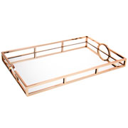 Bandeja de inox espelhada dourada 56x36 cm 