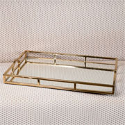 Bandeja de inox espelhada dourada 56x36 cm 