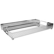 Bandeja de metal Marbella espelhada prata 38x24 cm. 