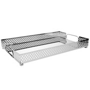 Bandeja de metal Marbella espelhada prata 32x20 cm. 