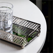 Bandeja de metal Marbella espelhada prata  32x12 cm 