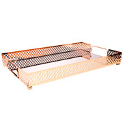 Bandeja de metal Marbella espelhada dourada 38x24 cm 