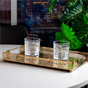 Bandeja de metal Marbella espelhada dourada 38x24 cm 