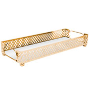 Bandeja de metal Marbella espelhada dourada  32x12 cm 