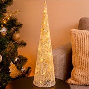 Árvore de natal em metal com led branco e dourado 60 cm 