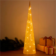 Árvore de natal em metal com led glitter dourado 80 cm 