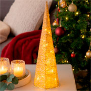 Árvore de natal em metal com led glitter dourado 60 cm 