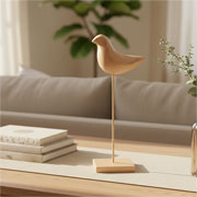 Escultura passáro em poliresina bege 28x13 cm 