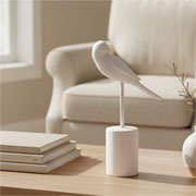 Escultura em resina pássaro off white 27x21 cm 