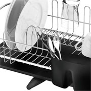 Escorredor de louças de aço com bandeja preto fosco 43x35 cm 