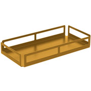 Bandeja de aço retangular vazada dourado 10x20 cm 