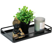 Bandeja de Aço Retangular Vazada Preto 15x25 cm 