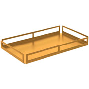Bandeja de aço retangular vazada dourado 15x25 cm 
