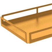 Bandeja de aço retangular vazada dourado 15x25 cm 