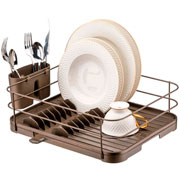 Escorredor de louças de aço com bandeja café 40,5x35 cm 