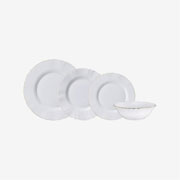 Aparelho de jantar em opaline Lidia branco com borda dourada 16 peças 