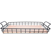 Bandeja de ferro com madeira Bistrô preto 43x24x7 cm 