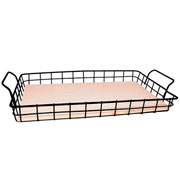 Bandeja de ferro com madeira Bistrô preto 43x24x7 cm 