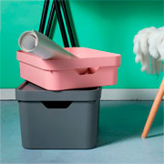 Caixa organizadora cube com tampa chumbo 46x36 cm 