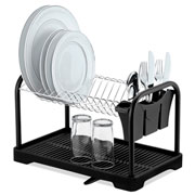 Escorredor de louças em aço cromado duplo Master preto 43x26 cm 