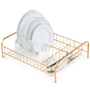 Escorredor de louça em aço dourado 46x36 cm 