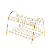 Escorredor de louças em aço max duplo dourado fosco 39x22 cm 