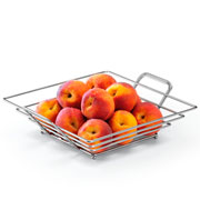 Fruteira de metal quadrada cromo fosco 33x28 cm 