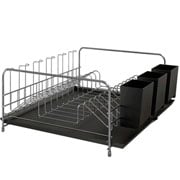 Escorredor de aço Bali com bandeja e porta talher preto 43 cm 