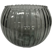 Vaso de vidro Tailândia canelado fumê 15x14 cm 