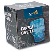 Caneca de vidro para chopp caveira azul  500 ml 