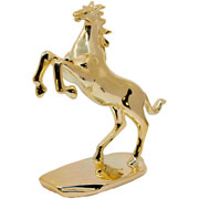 Escultura cavalo de pé em resina dourado 27x26x10 cm 