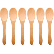 Jogo de Mini Colheres de Bambu Natural com 06 peças 
