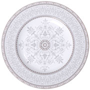 Prato de sobremesa em porcelana decorado Gabrielle branco 21 cm 