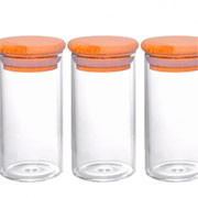 Jogo de potes de vidro borossilicato com tampa bambu 100 ml 04 peças 