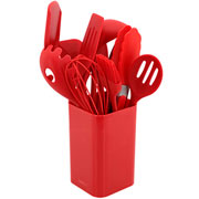 Jogo de utensílios de silicone vermelho 12 peças 