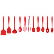 Jogo de utensílios de silicone vermelho 12 peças 