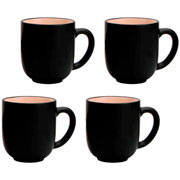 Jogo de canecas em cerâmica denny preto 300 ml 4 peças 