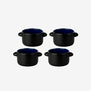 Jogo de mini panelas com alça em cerâmica vers azul 310 ml 4 peças 