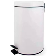 Lixeira de inox com pedal cesto removível redonda branca  03 litros 