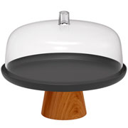 Boleira de acrílico com tampa e pé Lume preto 25 cm 