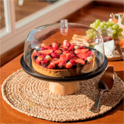 Boleira de acrílico com tampa e pé Lume preto 25 cm 