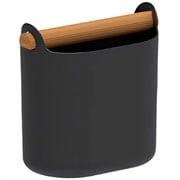 Porta utensílios com alça de bambu Lume preto 16x13 cm 