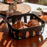 Cesto de pão com bandeja em bambu Lume preto 24x09 cm 